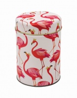 Sara Miller Pink Flamingo Print Round Tin Caddy